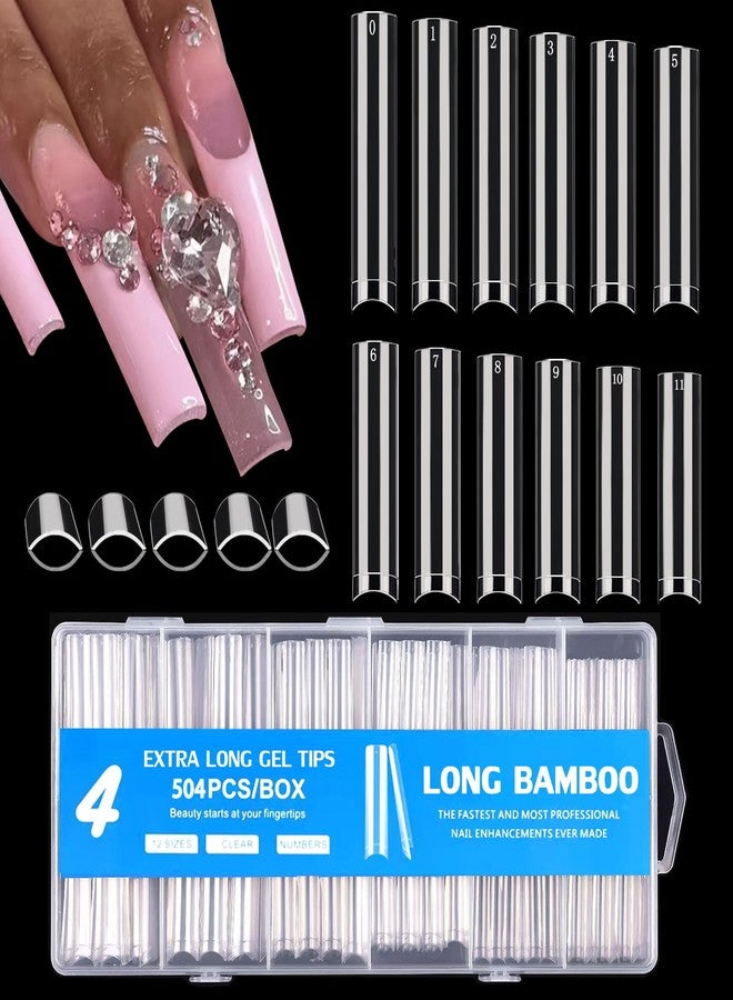 Dudjndjd 504 Pcs No C Curve Square Nail Tips, XXXL Half Cover Clear Nails Tips for Acrylic Nails, 3XL Straight Tapered Square Flattened Fake Nail Tips for Nail Salons and DIY 12 Sizes - Image 1